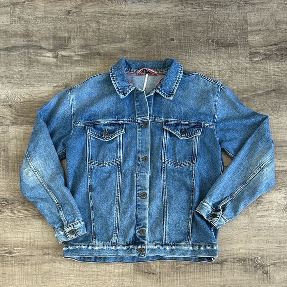 Free People Ramona Trucker Denim Jean Jacket M - Picture 7 of 16